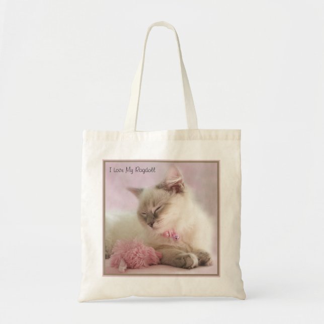 Bolsa Tote Eu amo meu saco de Ragdoll (Frente)