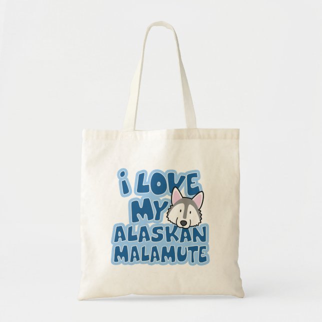 Bolsa Tote Eu amo meu saco do Malamute do Alasca (Frente)