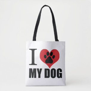 Bolsa Tote Eu amo meu travesseiro decorativo de cachorro