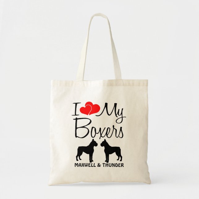 Bolsa Tote Eu Amo Meus Cães do TWOBoxer (Frente)