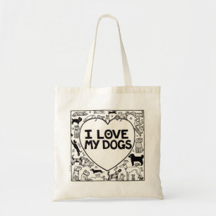 Bolsa Tote Eu amo meus cães - sacola