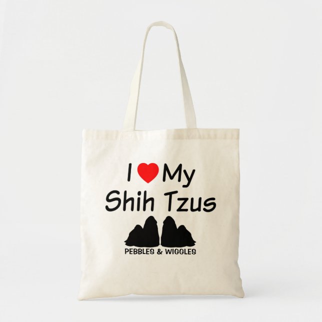 Bolsa Tote Eu Amo Meus Dois Cães Shih Tzu (Frente)