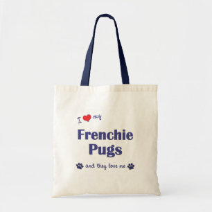 Bolsa Tote Eu amo meus Pugs de Frenchie (os cães múltiplos)