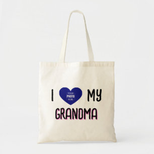 Bolsa Tote Eu Amo Minha Avó Foto Personalizada no Coração