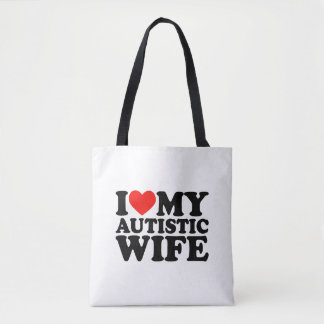 Bolsa Tote Eu Amo Minha Esposa Autista Eu Corto Minha Esposa