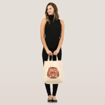 Eu Amo Minha Mãe Floral Heart Canvas Tote Bag