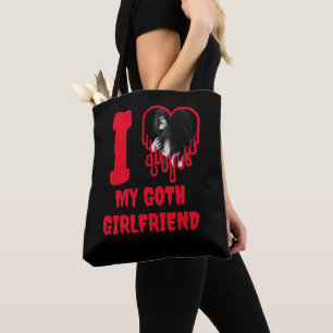 Bolsa Tote Eu Amo Minha Namorada Gótica Foto de Coração Verme