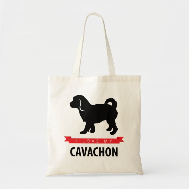 Bolsa Tote Eu amo minha sacola de Cavachon (Frente)