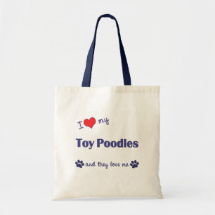 Bolsa Tote Eu amo minhas caniches de brinquedo (os cães