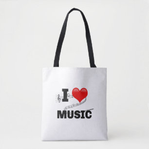 Bolsa Tote Eu Amo Música, design popular