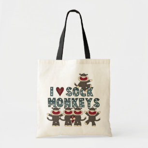 Bolsa Tote Eu amo o camiseta e os presentes dos macacos da