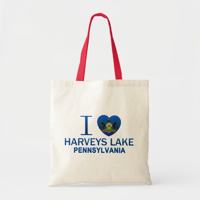 Bolsa Tote Eu amo o lago Harveys, PA (Frente)