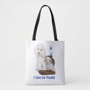 Bolsa Tote Eu amo o meu cão Poodle