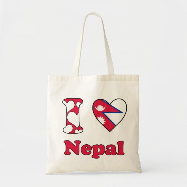 Bolsa Tote Eu amo o Nepal (Frente)