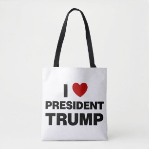 Bolsa Tote Eu amo o presidente Trump Heart