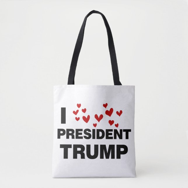 Bolsa Tote Eu Amo O Presidente Trump Hearts (Frente)