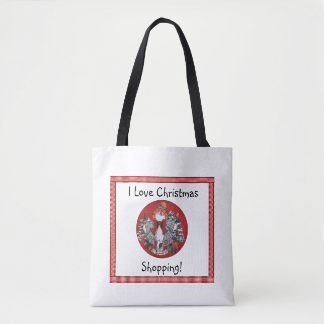 Bolsa Tote Eu amo o saco de compras do Natal (Frente)