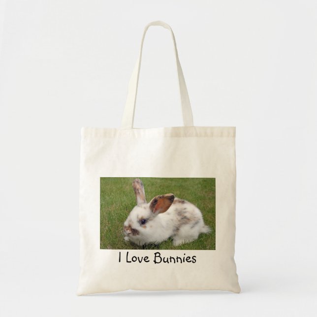 Bolsa Tote Eu amo o saco de compras dos coelhos (Frente)