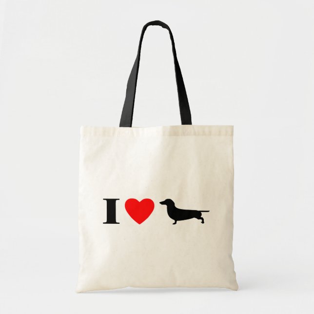 Bolsa Tote Eu amo o saco dos Dachshunds (Frente)