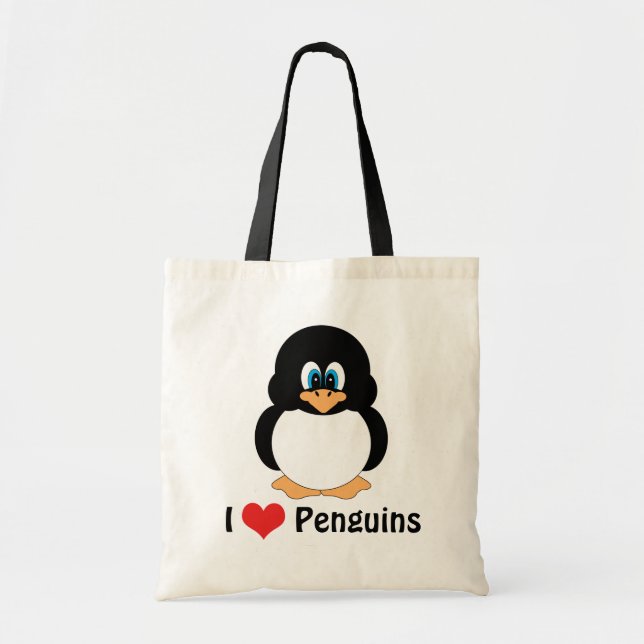 Bolsa Tote Eu amo o saco dos pinguins (Frente)