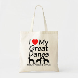 Bolsa Tote Eu Amo Os Meus Três Grandes Cachorros De Dane