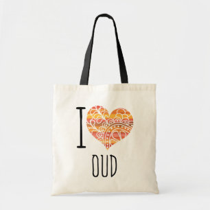 Bolsa Tote Eu Amo Oud Orange Mandala Heart