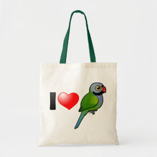 Bolsa Tote Eu amo Parakeets de Derbyan