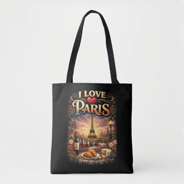 Bolsa Tote Eu Amo Paris (Frente)