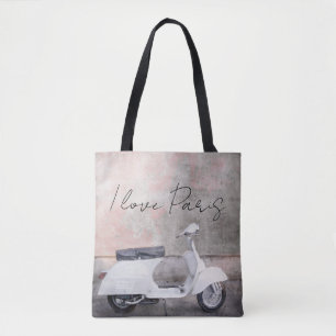 Bolsa Tote Eu amo Paris White Motor Patinete