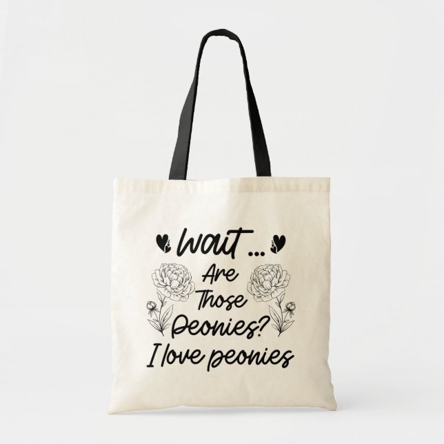 Bolsa Tote Eu Amo Peonies Flores Botânicas Sobrevoam Peony En (Frente)