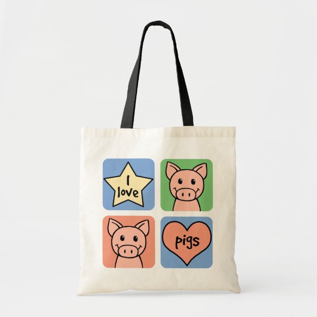 Bolsa Tote Eu amo porcos (Frente)