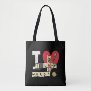 Bolsa Tote Eu Amo Quebra-cabeça De Palavras Cruzadas