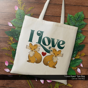 Bolsa Tote Eu Amo Raposas Coração Bonito