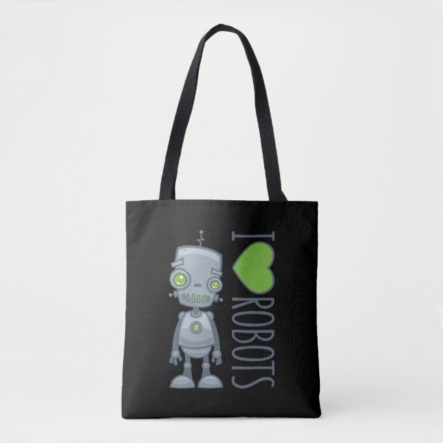Bolsa Tote Eu amo robôs (Frente)