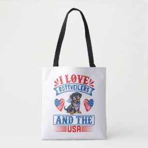 Bolsa Tote Eu amo Rottweilers e os EUA