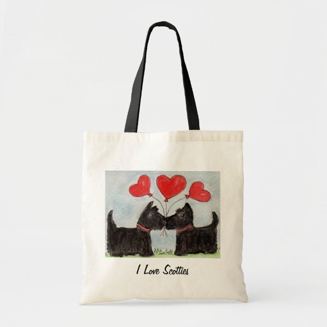 Bolsa Tote Eu amo Scottish Terrier do aniversário do saco da (Frente)