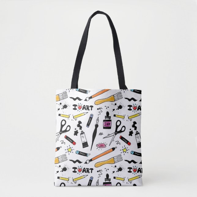 Bolsa Tote Eu Amo Suprimentos De Arte (Frente)