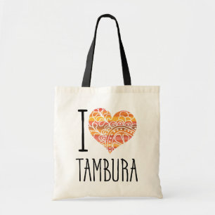 Bolsa Tote Eu Amo Tambura Orange Mandala Heart