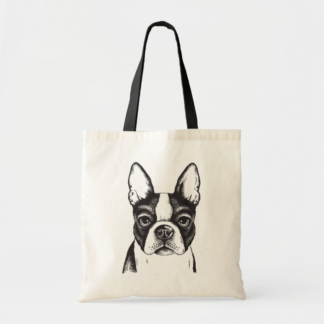 Bolsa Tote Eu amo terrier de Boston (Frente)