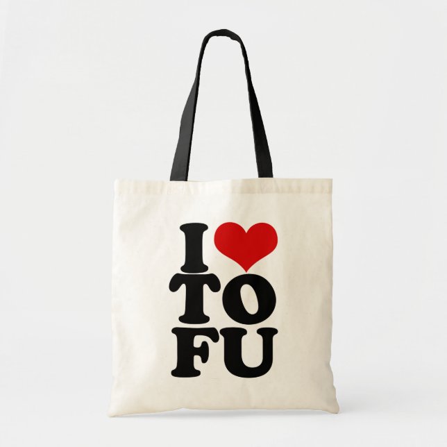 Bolsa Tote Eu Amo Tofu Engraçado Humor Vegan (Frente)