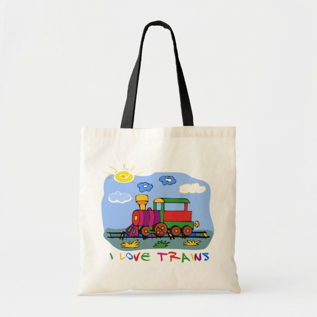 Bolsa Tote Eu amo trens (Frente)