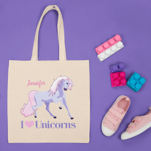 Bolsa Tote Eu Amo Unicórnios Bonito Personalizados Unicórnio