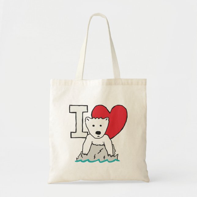 Bolsa Tote Eu Amo Ursos Polares (Frente)