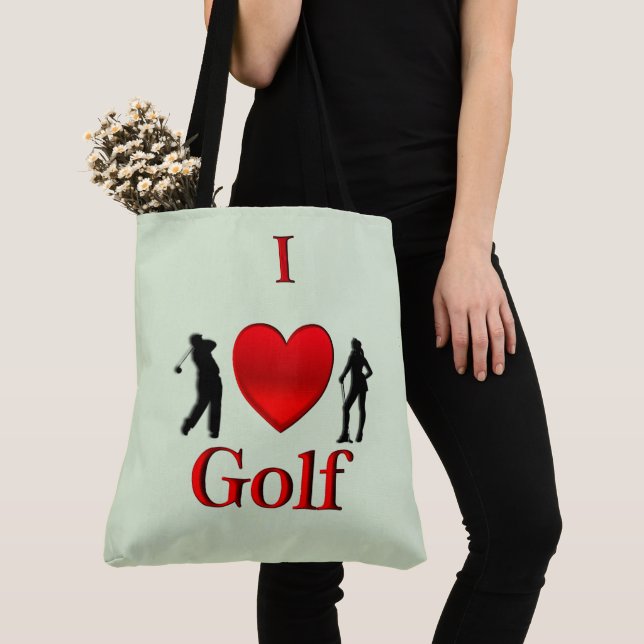Bolsa Tote Eu Amo Verde de Golfe (Close Up)