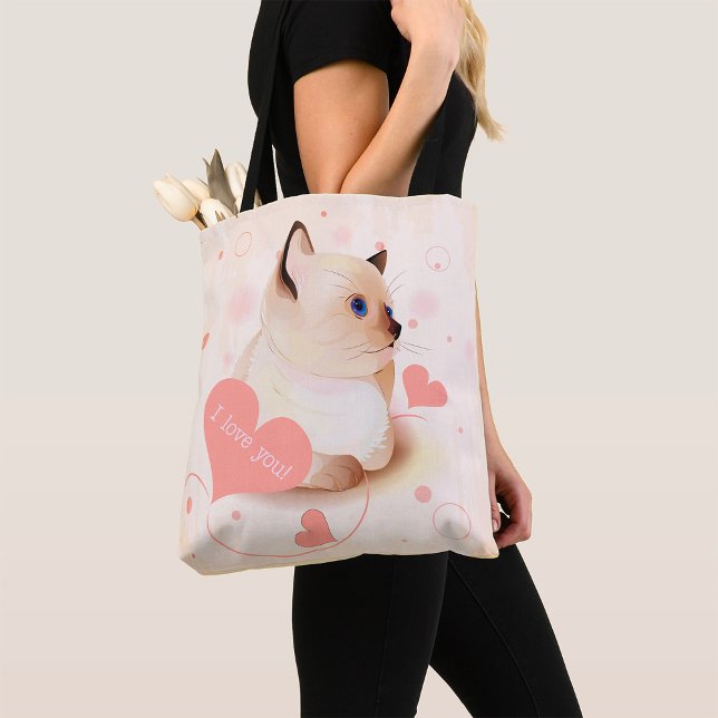 Bolsa Tote Eu Amo Você Gato (Criador carregado)