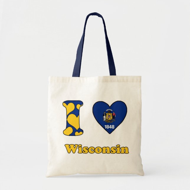 Bolsa Tote Eu amo Wisconsin (Frente)