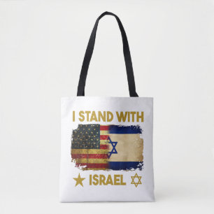 Bolsa Tote Eu Apoio a Camiseta de Israel Eu Apoio a Israel Am