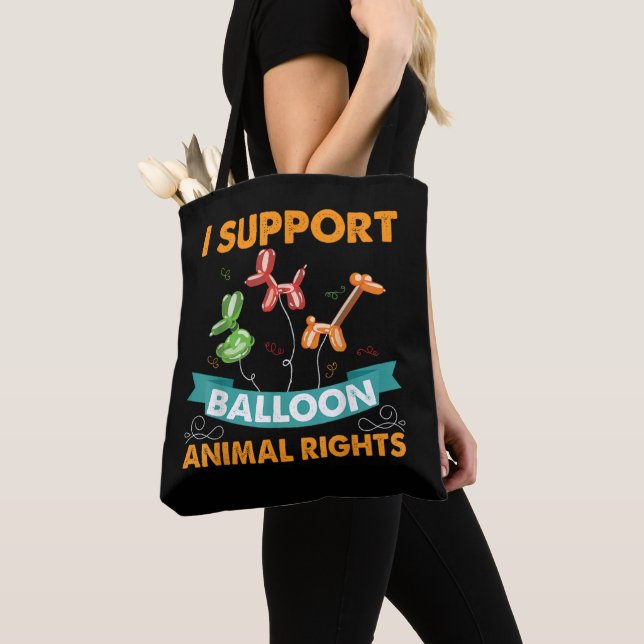 Bolsa Tote Eu Apoio Balão Direitos Animais Engraçado Aniversá (Close Up)