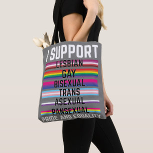 Bolsa Tote Eu apoio o painel assexual trans bissexual e Gay d