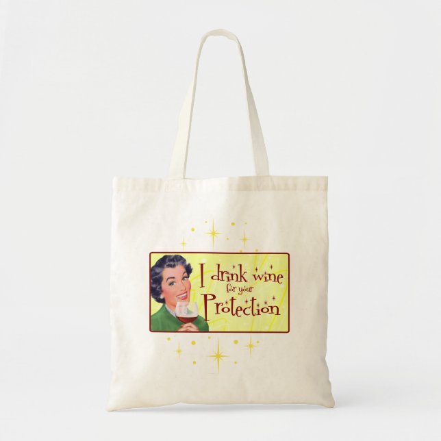 Bolsa Tote Eu Bebo Vinho Para A Sua Proteção (Frente)